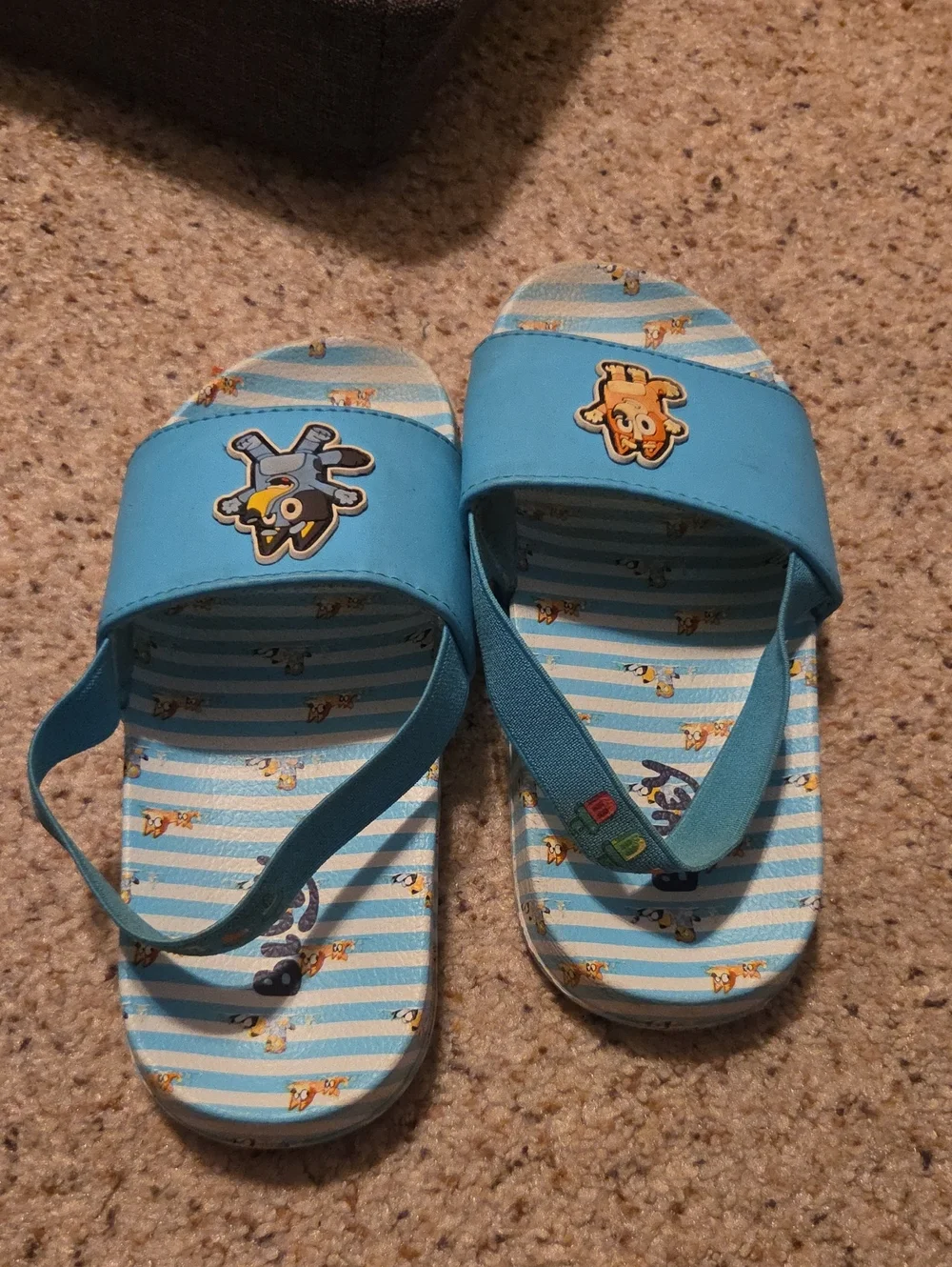 Kids Light Blue Cartoon Slide Sandals